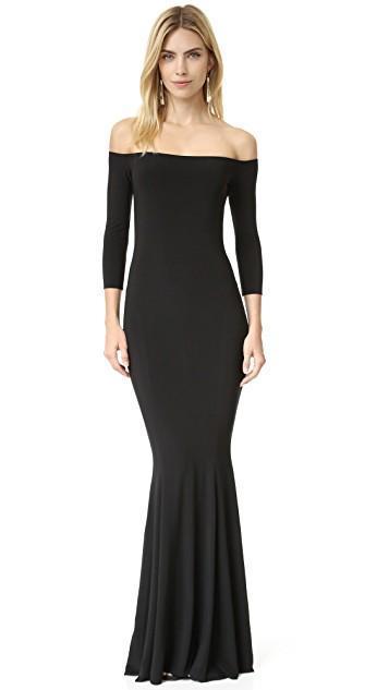 NORMA KAMALI Norma Kulture Off The Shoulder Fishtail Gown In Black