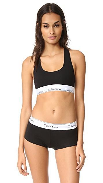 CALVIN KLEIN UNDERWEAR Modern Cotton Ribbed Stretch Modal-blend Soft-cup Bra In Grey Heather