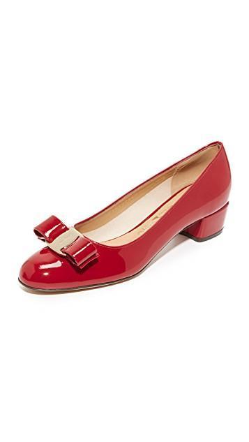 FERRAGAMO 30mm Vara Bow-detail Leather Pumps In Red