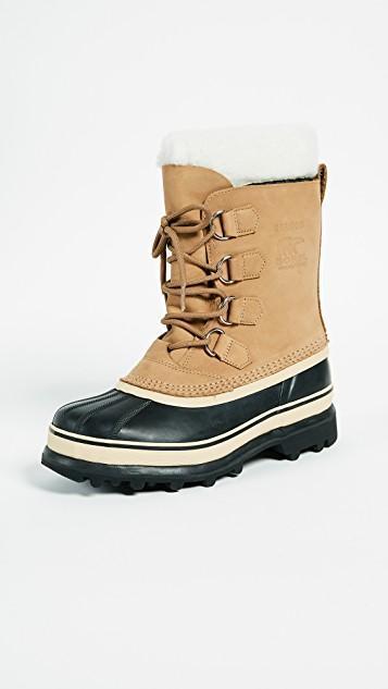 SOREL Caribou Fleece-trimmed Nubuck And Rubber Snow Boots In Buff