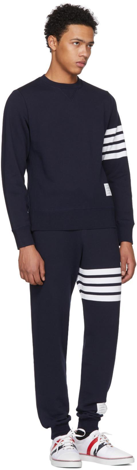 THOM BROWNE Classic Loopback 4-bar Sweatpants In Blue