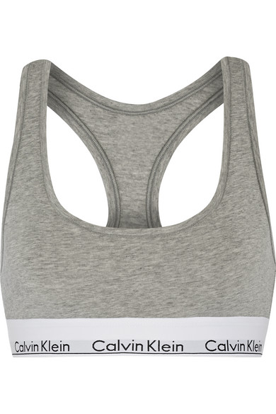 CALVIN KLEIN UNDERWEAR Modern Cotton Ribbed Stretch Modal-blend Soft-cup Bra In Grey Heather