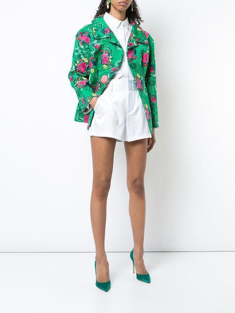 ALICE AND OLIVIA Cady Cotton Blend Shorts In White