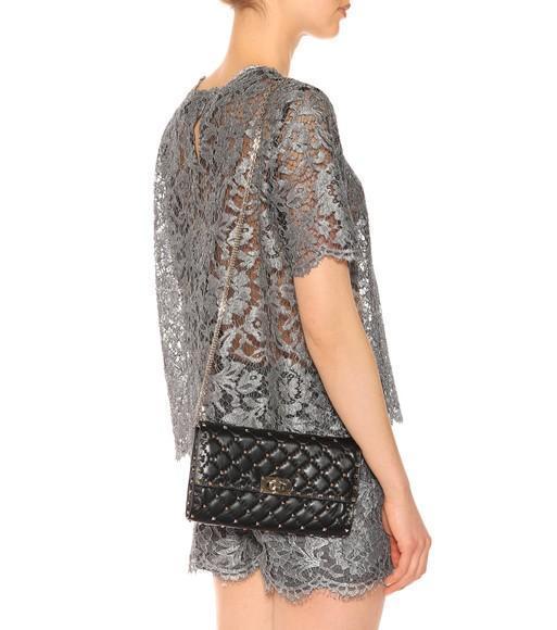 VALENTINO GARAVANI Rockstud Spike Nappa Leather Crossbody Clutch Bag Woman Black Uni