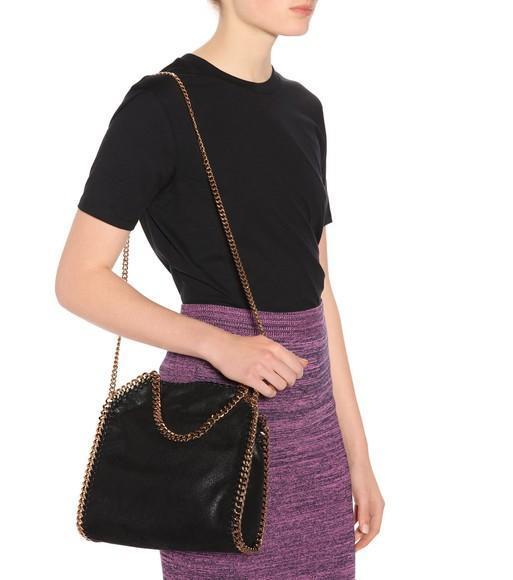 STELLA MCCARTNEY The Falabella Mini Faux Brushed-leather Shoulder Bag In Black