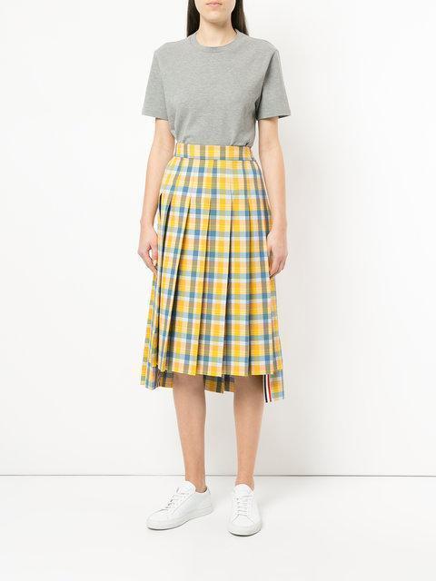 THOM BROWNE Tricolor Stripe Cotton Piqué T-shirt In Light Grey