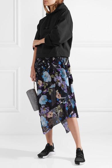 FRAME Le Grand Garcon Frayed Denim Shorts In Film Noir