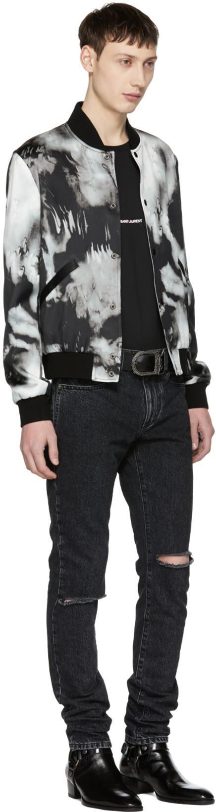 SAINT LAURENT Zipped Bomber Jacket In Brown