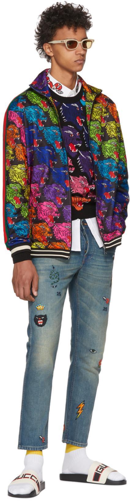 GUCCI Off-white Pursuit Sport Slides In Ecru Poppy Nero