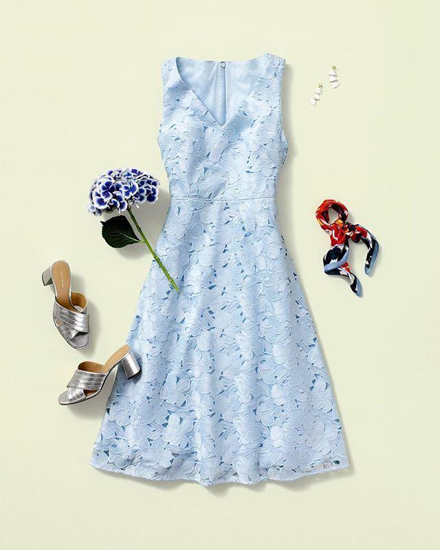 ann taylor blue lace dress