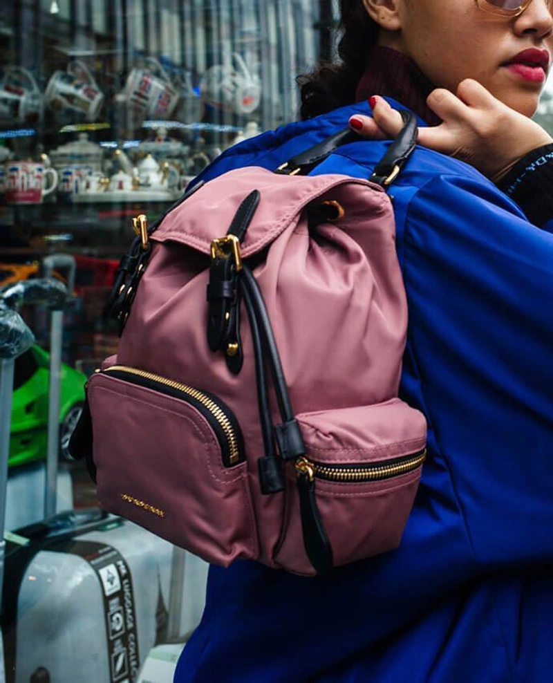 Selfridges's Posts | Wearing: Burberry Shell And Leather Backpack In Mauve Pink