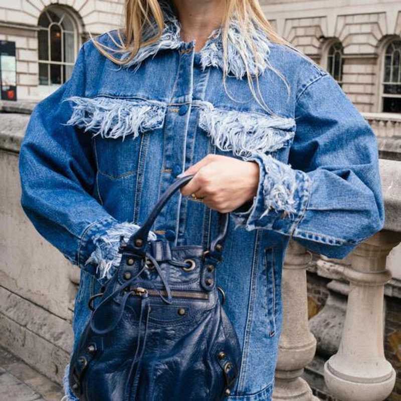 Selfridges's Posts | Wearing: Ksenia Schnaider Frayed-trim Denim Jacket In Medium Blue
