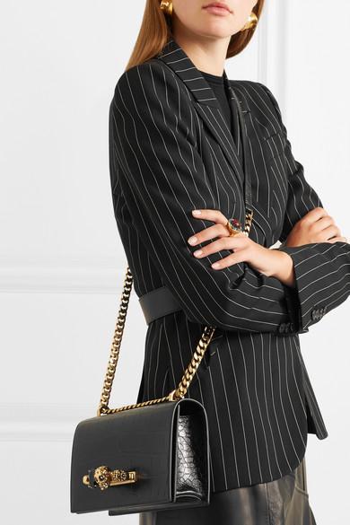 ALEXANDER MCQUEEN Alexander Mc Queen Jewelled Satchel Mini Leather Crossbody Bag In Black