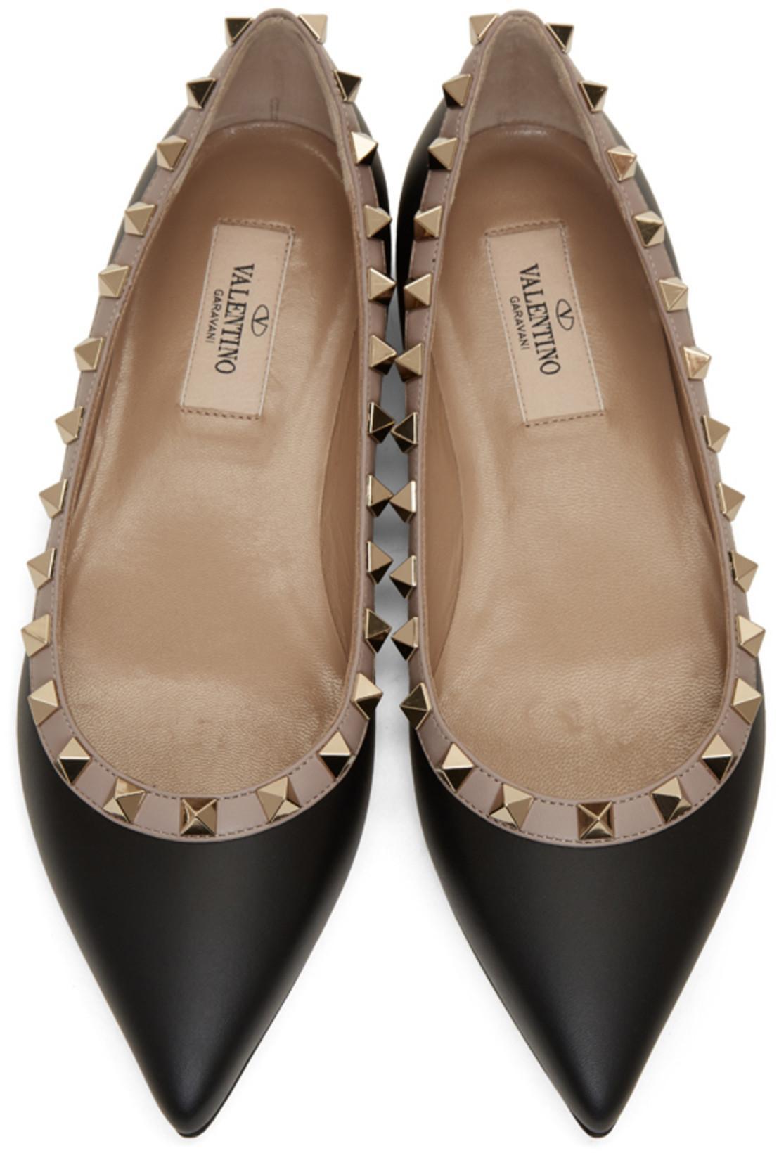 VALENTINO GARAVANI Rockstud Patent Leather Ballet Flats In Animal Print