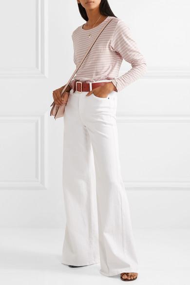 FRAME Womens White Le Pixie Slim Palazzo Wide-leg High-rise Stretch Denim-blend Jeans