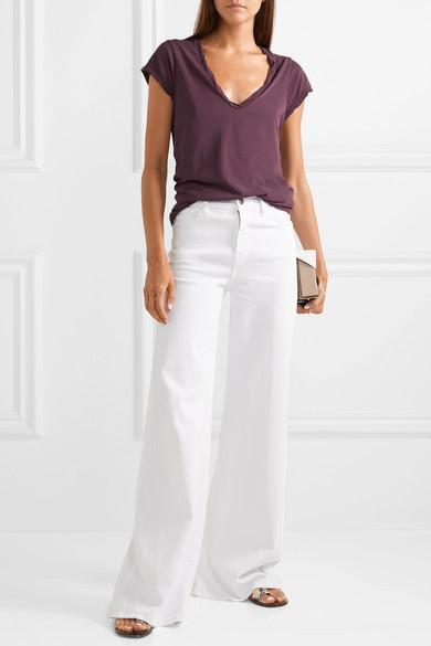 FRAME Womens White Le Pixie Slim Palazzo Wide-leg High-rise Stretch Denim-blend Jeans