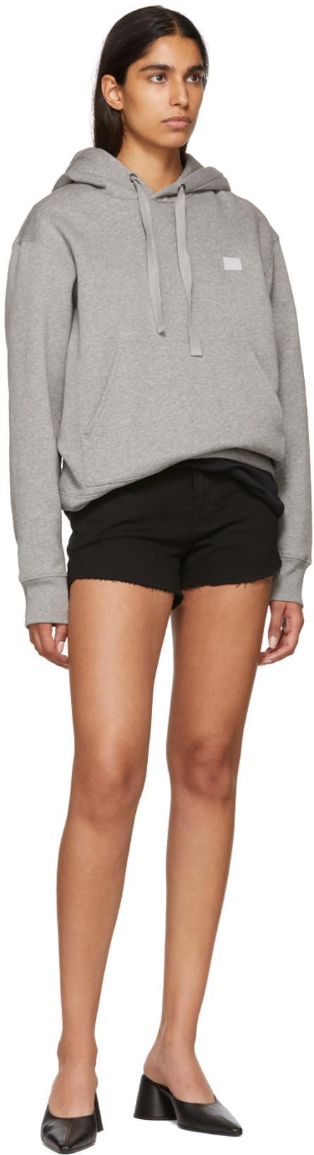FRAME Le Grand Garcon Frayed Denim Shorts In Film Noir