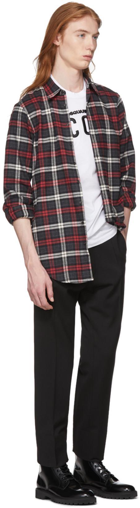 DSQUARED2 White Crewneck T-shirt With Maxi Logo Print On The Front In Cotton Man