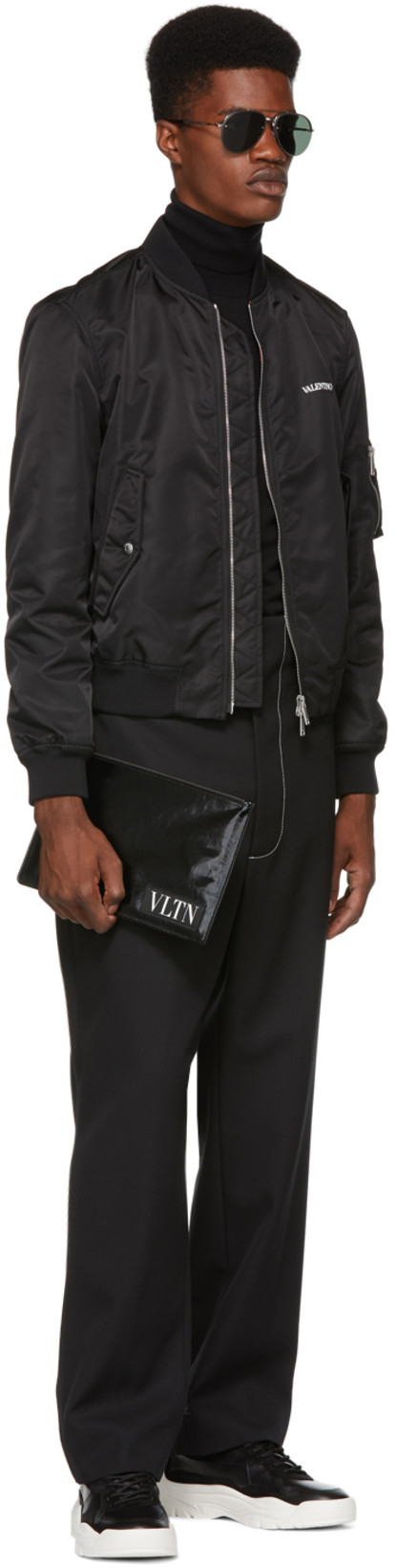 VALENTINO GARAVANI Black Leather Sneakers