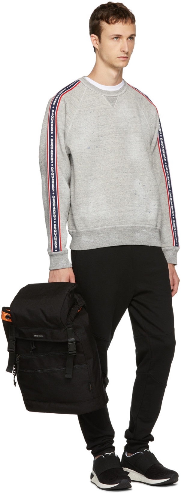 DSQUARED2 White Crewneck T-shirt With Maxi Logo Print On The Front In Cotton Man