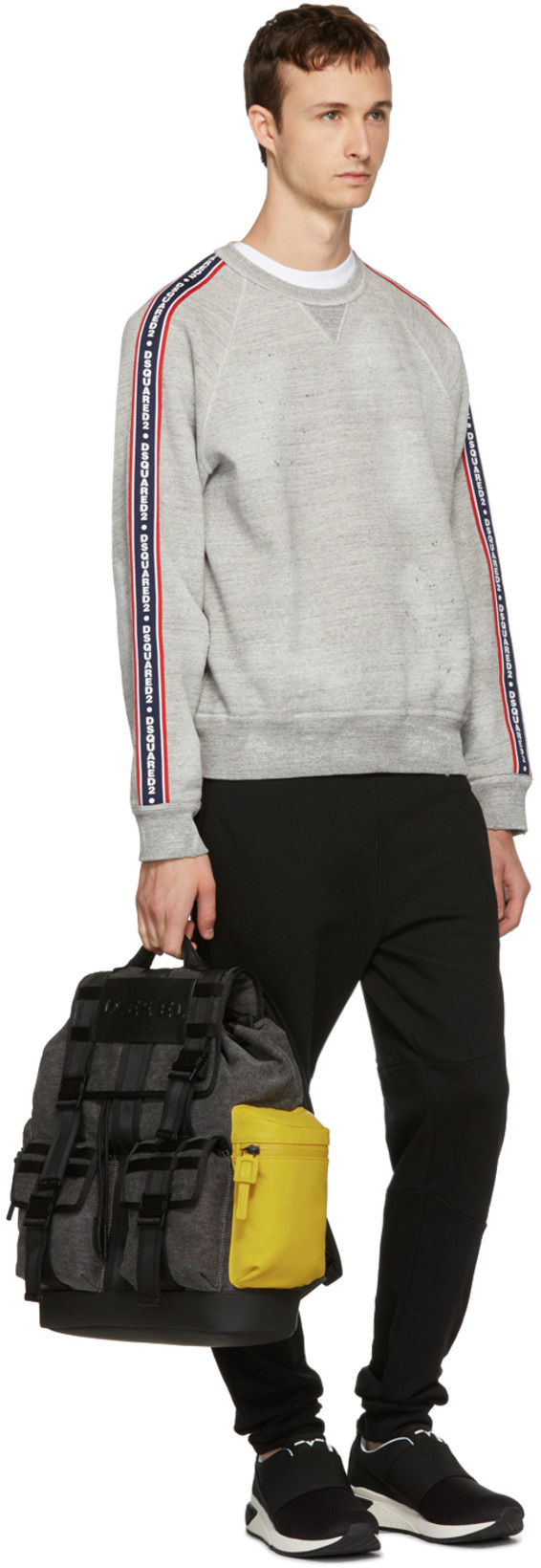 DSQUARED2 White Crewneck T-shirt With Maxi Logo Print On The Front In Cotton Man