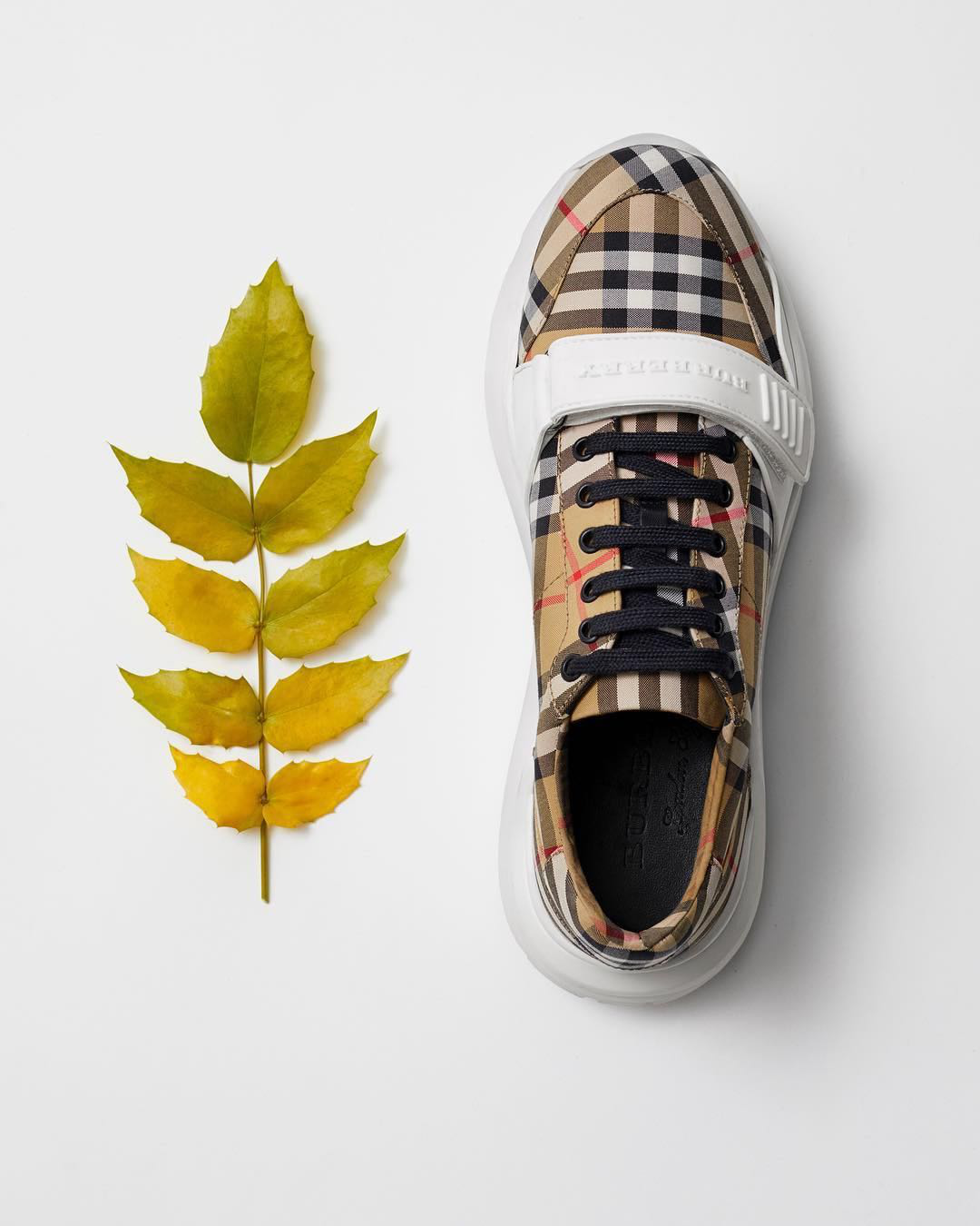 BURBERRY Check Fabric Sneakers In White