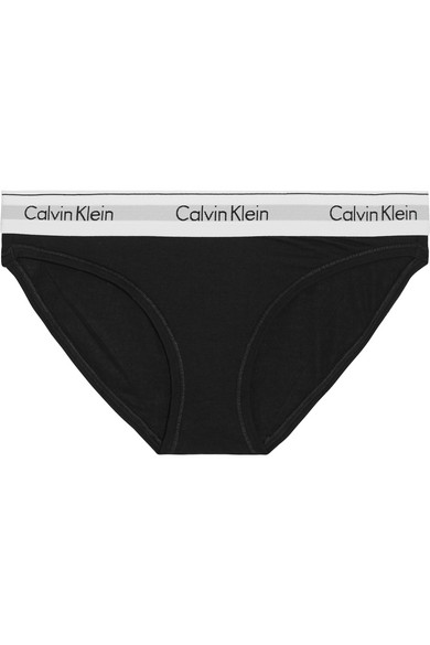 CALVIN KLEIN UNDERWEAR Modern Cotton Stretch Cotton-blend Jersey Briefs In Black