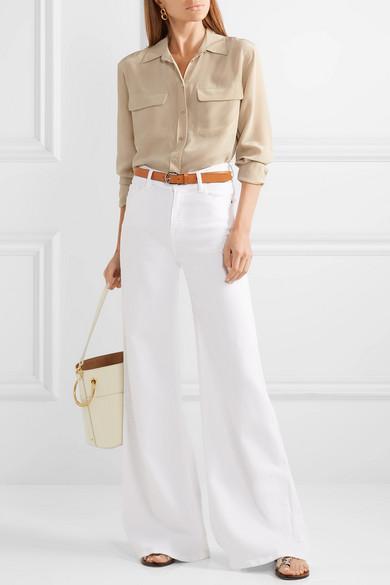 FRAME Womens White Le Pixie Slim Palazzo Wide-leg High-rise Stretch Denim-blend Jeans