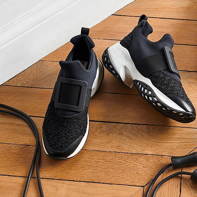 ROGER VIVIER Woman Sneakers Black Size 11.5 Textile Fibers, Soft Leather