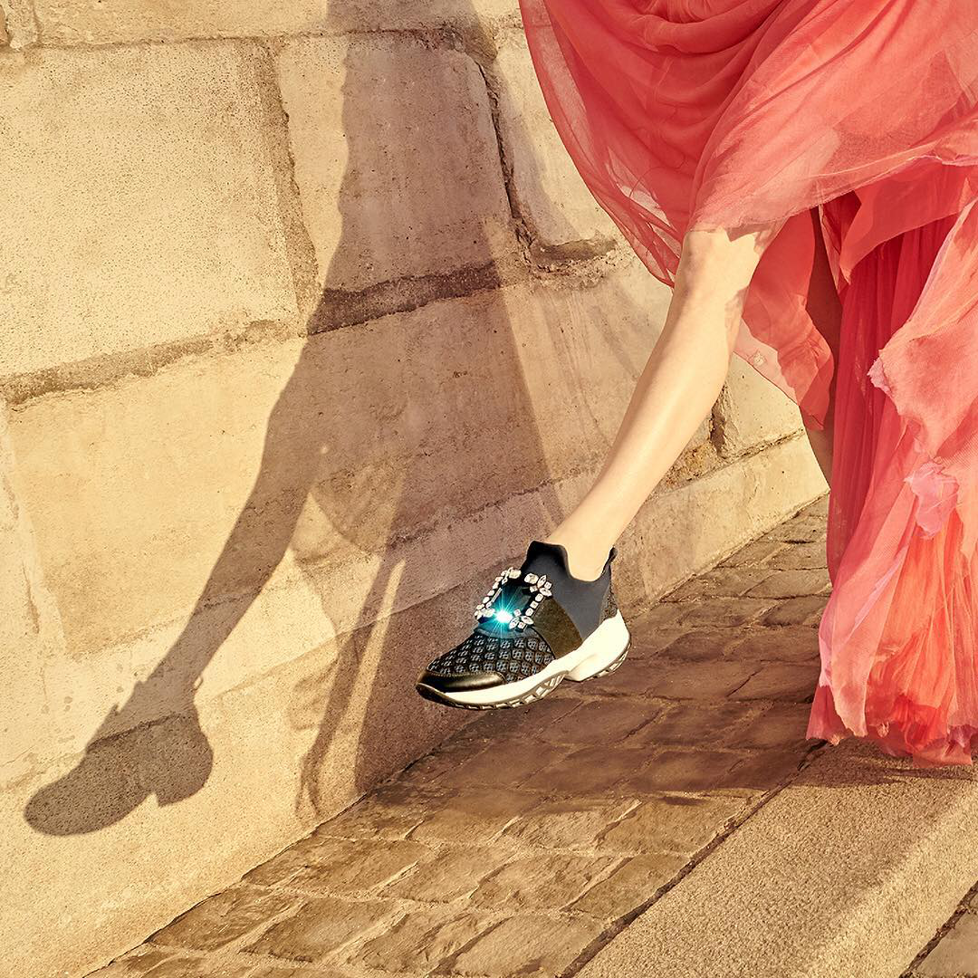 ROGER VIVIER Woman Sneakers Black Size 11.5 Textile Fibers, Soft Leather