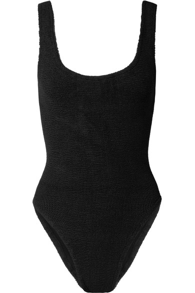HUNZA G Square One-piece Textured Swimsuit In Black