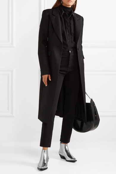 THEORY Leenda R Ribbed Merino Wool-blend Turtleneck Sweater In Black