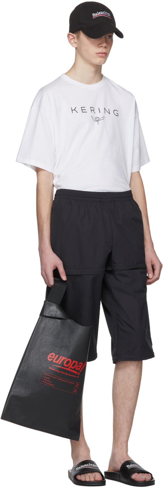 BALENCIAGA Leather Campaign Logo Slides In Black