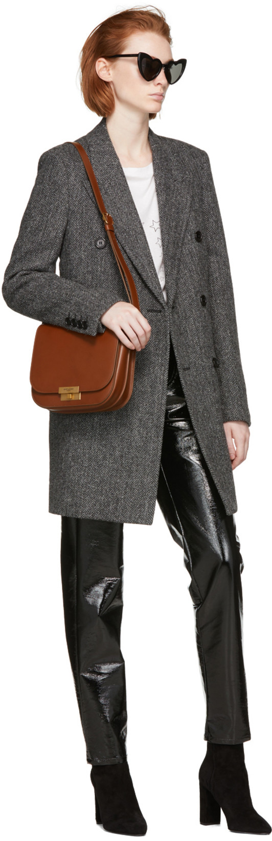 SAINT LAURENT Heart Frame Acetate Sunglasses In Black