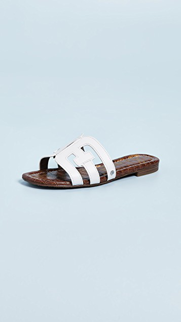 SAM EDELMAN Bay' Leather Slide Sandals In White
