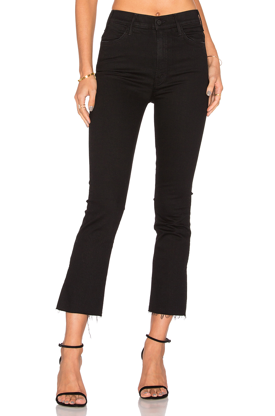 MOTHER The Insider Crop Distressed High-rise Flared Jeans In Not Guilty