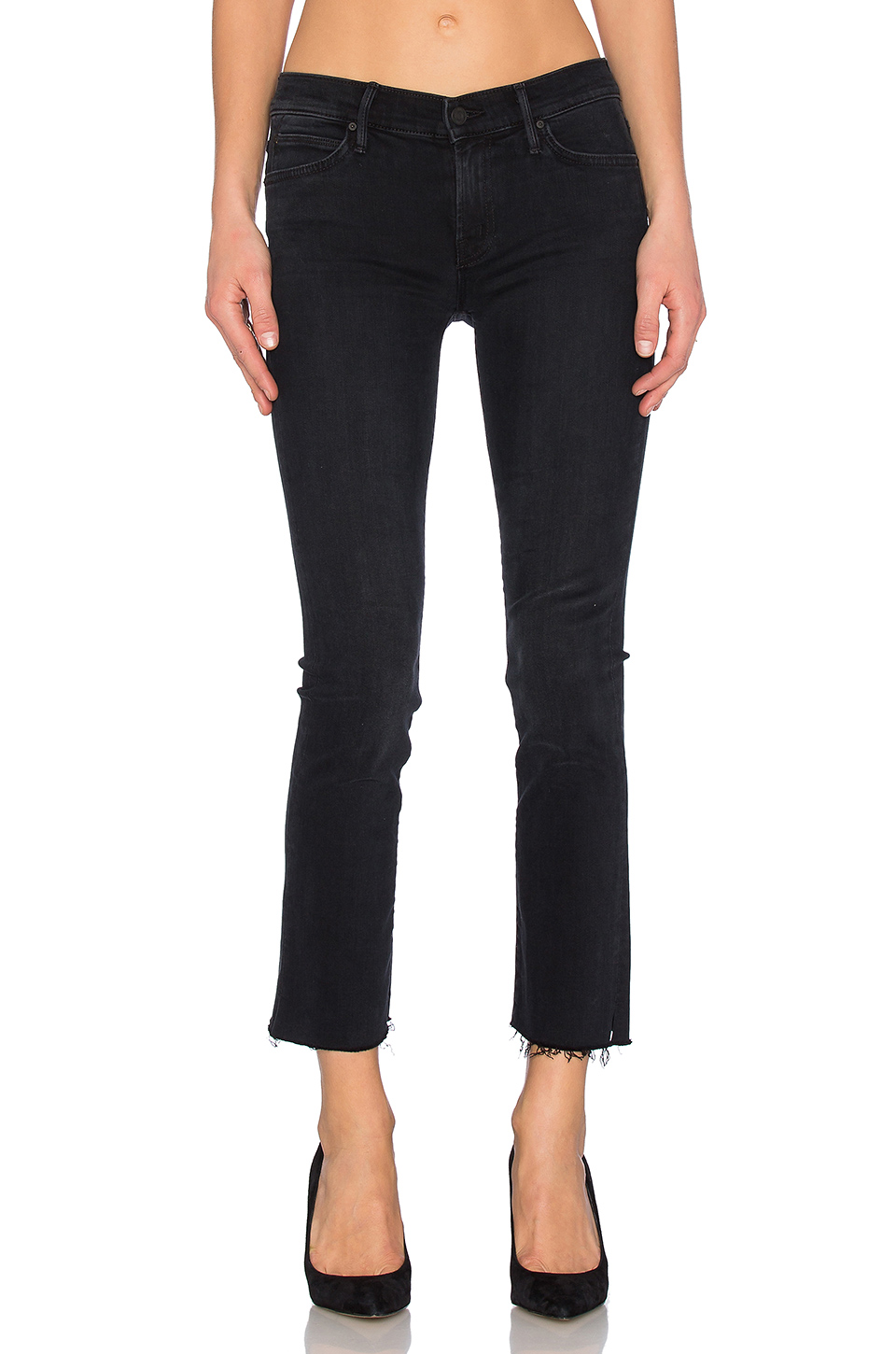 MOTHER The Insider Crop Distressed High-rise Flared Jeans In Not Guilty