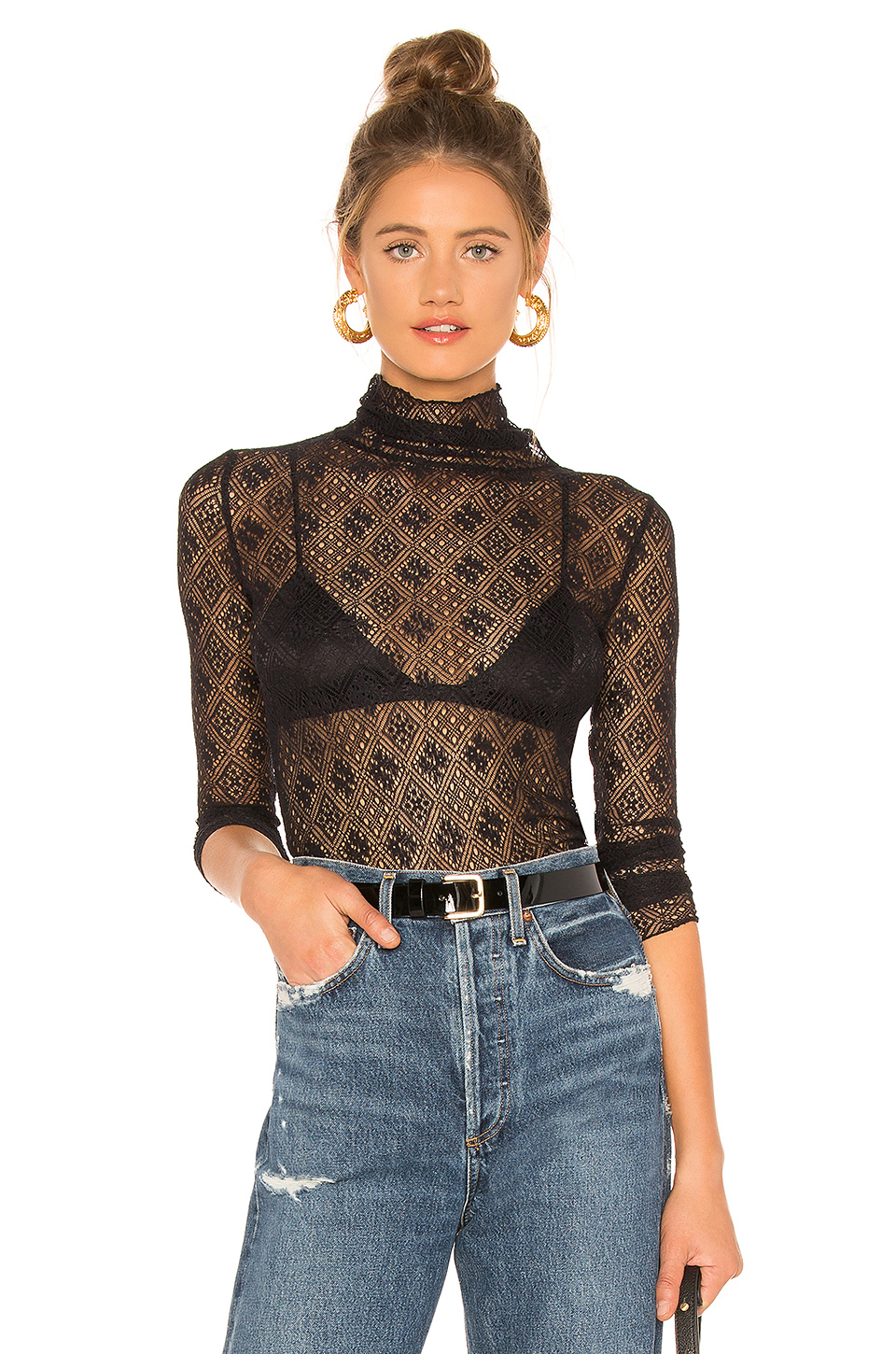 FLEUR DU MAL Black Luxe Silk Triangle Bra