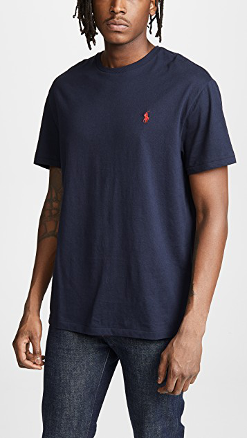 POLO RALPH LAUREN Cotton Jersey T-shirt Custom Slim-fit In Blue