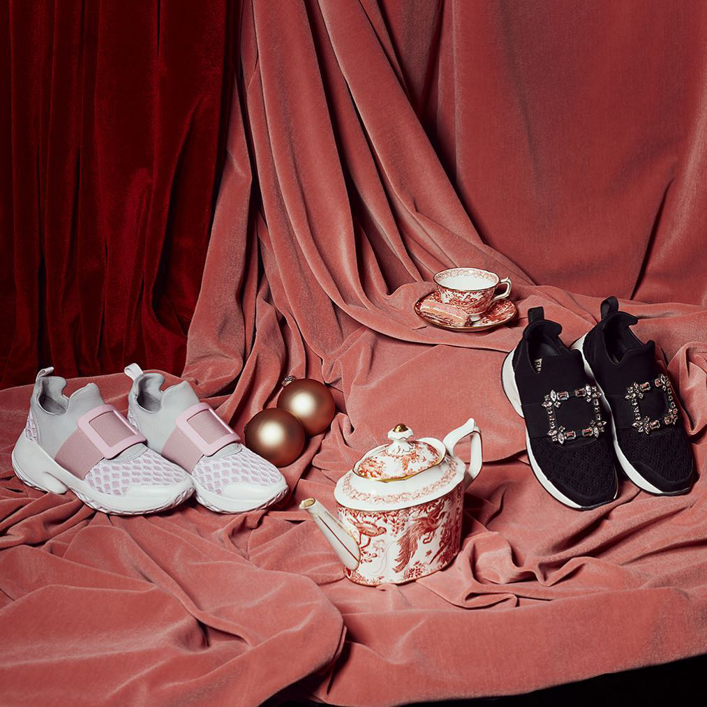 ROGER VIVIER Woman Sneakers Black Size 11.5 Textile Fibers, Soft Leather