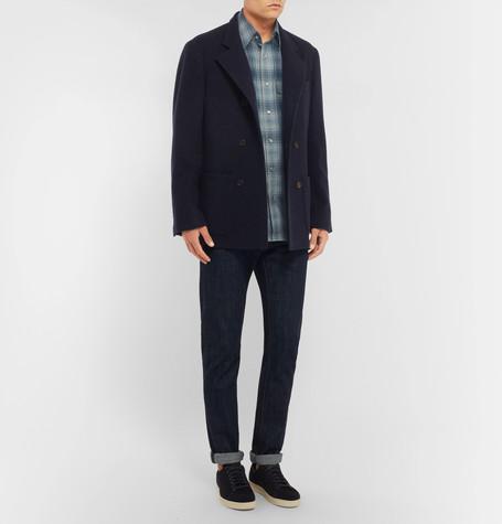 LANVIN Cap-toe Suede And Patent-leather Sneakers In Blue