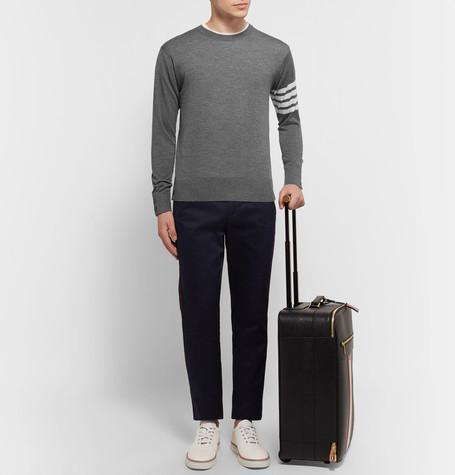 THOM BROWNE Milano Stitch Crew Neck Pullover In Gray