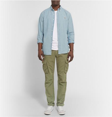 POLO RALPH LAUREN Blue Cotton Polo Pony Chambray Shirt