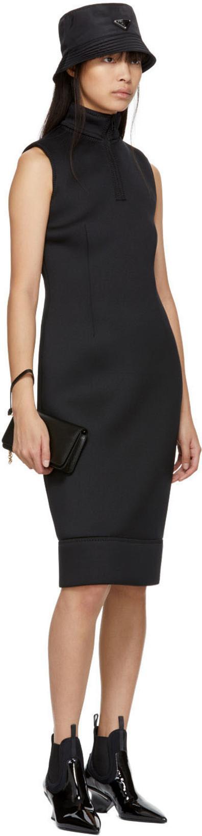 PRADA Logo-embellished Shell Bucket Hat In Black