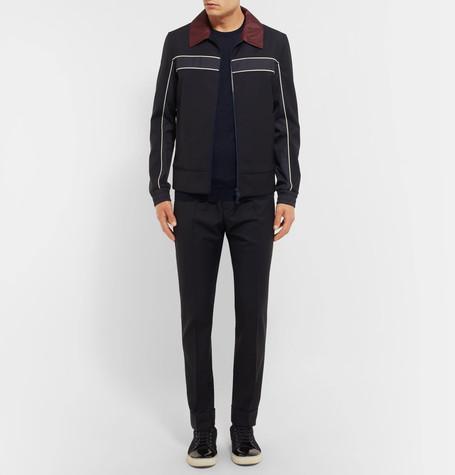 LANVIN Cap-toe Suede And Patent-leather Sneakers In Blue