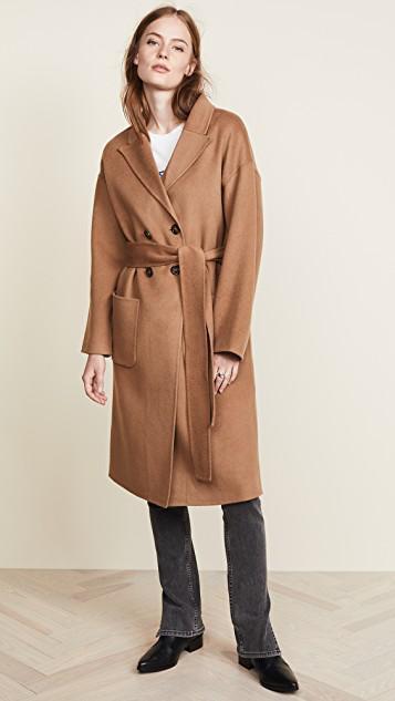 ANINE BING Womens Brown Dylan Double-breasted Relaxed-fit Wool And Cashmere Coat