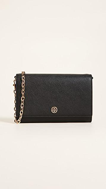 TORY BURCH Robinson Leather Wallet-on-chain In Nocolor