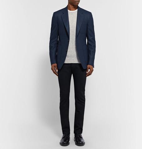 MONTBLANC Tweed-effect Reversible Belt In Black