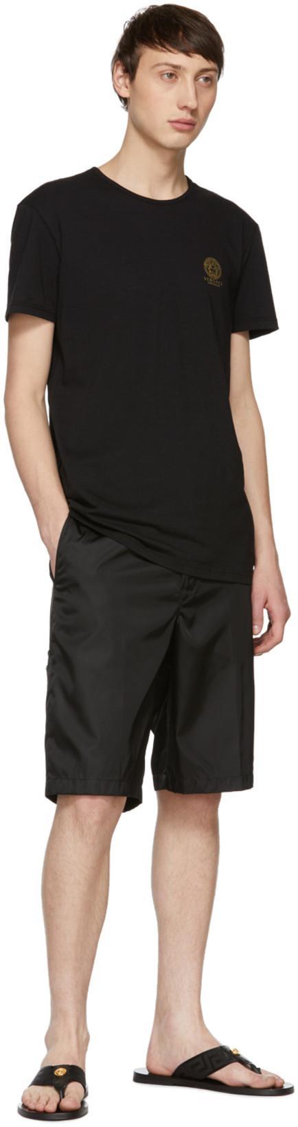 VERSACE White Crewneck T-shirt With Medusa Print On The Front In Black