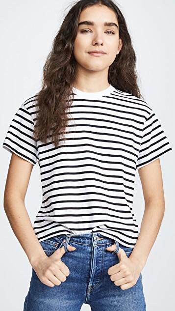 ATM ANTHONY THOMAS MELILLO Striped Crewneck Short-sleeve Jersey Boy Tee In Black White Stripe